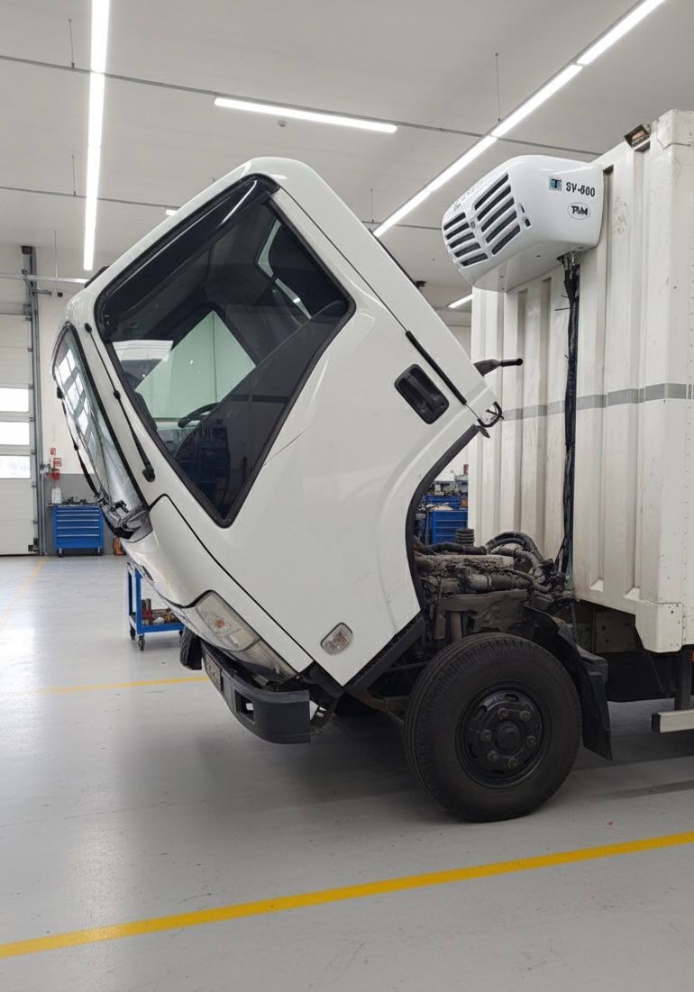 Unit refrigerasi Thermo King pada armada O-chill saat pemeriksaan